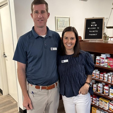 Joey and Emily Burg, owners and pharmacists at Palmetto Pharmacy